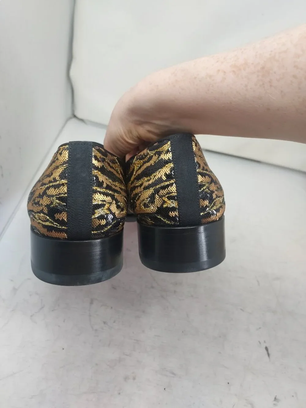 Christian Louboutin Chambelimoc Black Gold Night Men Strass Ocelot Loafer